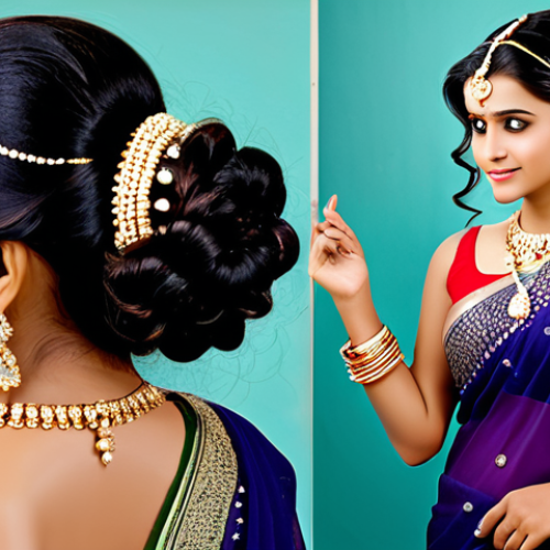 **

"A beautiful Indian woman with long, curly hair, adorned with multiple stone-studded hairpins in a traditional updo hairstyle. She is wearing a modest, elegant saree and jewelry, posing in a festive, richly decorated Indian setting.  Safe for work, appropriate content, fully clothed, professional photography, perfect anatomy, correct proportions, natural pose, well-formed hands, proper finger count, natural body proportions, high quality, family-friendly."

**
