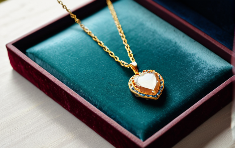 Anniversary Gift**
"A beautifully crafted pendant necklace displayed in a velvet gift box, on a table set for a romantic anniversary dinner, soft lighting, fully clothed, modest, appropriate content, safe for work, perfect anatomy, natural proportions, high quality."
**