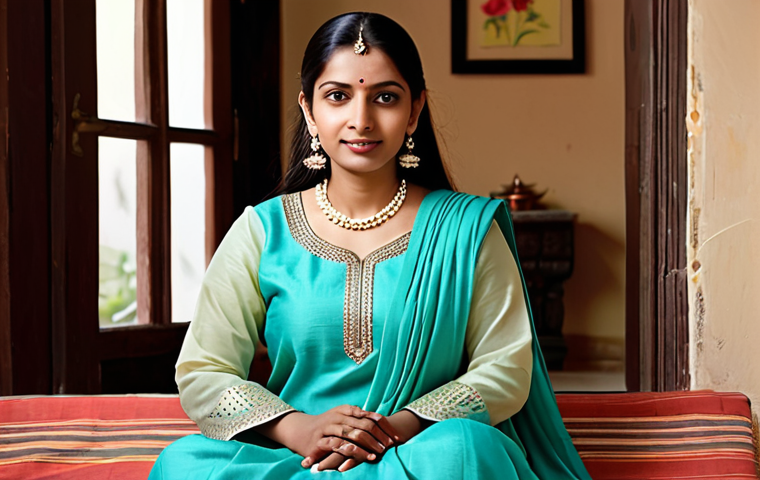 펄 목걸이와 귀걸이 세트 추천 - **
"A woman with South Asian features, wearing a classic pearl necklace and stud earrings, fully cl...