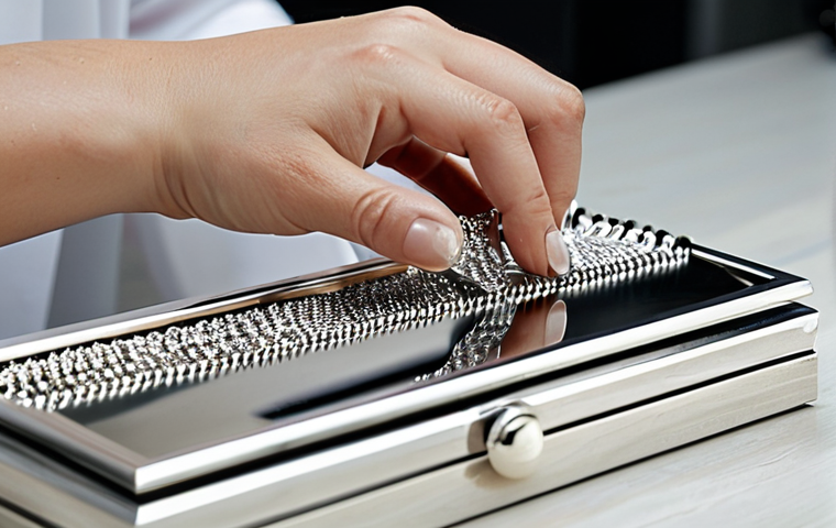 다양한 금속 소재 쥬얼리 관리법 - Silver Jewelry Care**

"Close-up shot of a woman's hands carefully polishing a silver necklace with ...