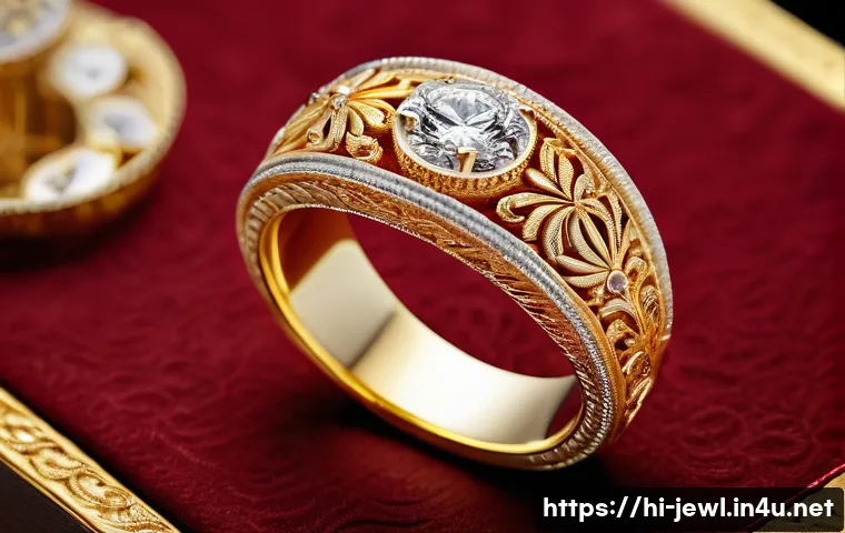 18K 골드 반지의 장점 - A close-up image of a luxurious 18K gold ring showcasing a perfect blend of yellow, rose, and white ...