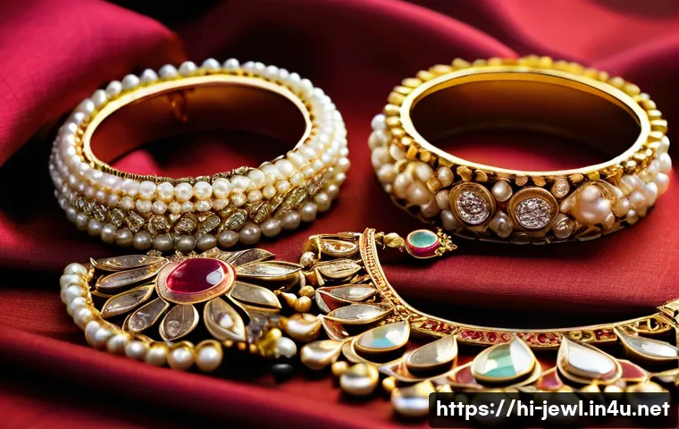 럭셔리 패션 브랜드 쥬얼리 비교 - A luxurious close-up shot of classic Indian jewelry featuring intricate traditional designs with hea...