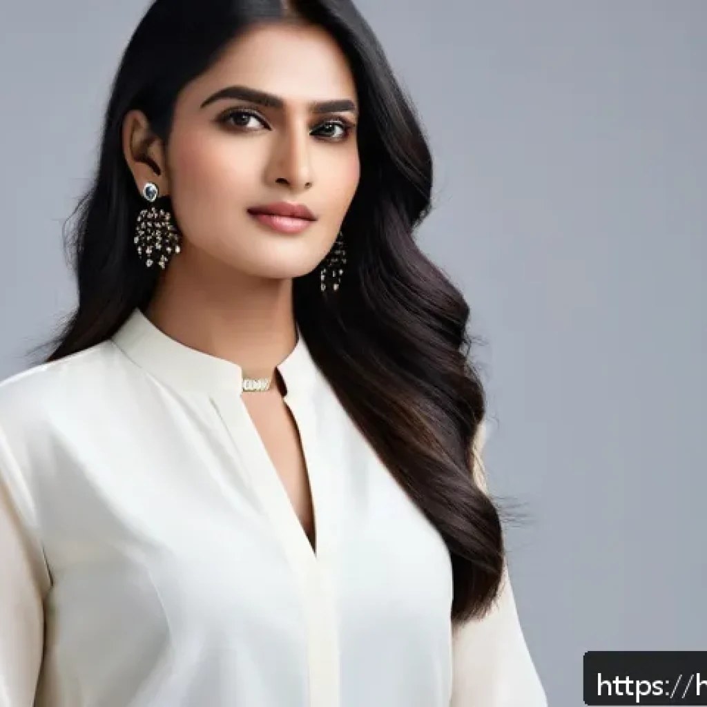 블랙 쥬얼리 스타일링 아이디어 - A stylish modern office setting featuring a professional Indian woman wearing a cream-colored off-wh...