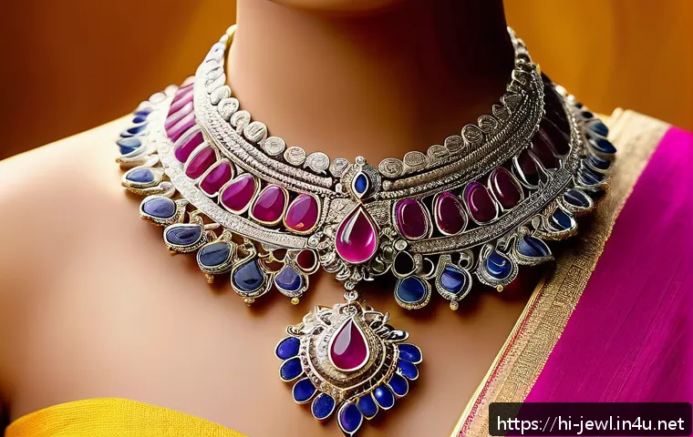 최고의 커스텀 쥬얼리 브랜드 - A close-up image of a handcrafted custom necklace inspired by traditional Rajasthani designs fused w...